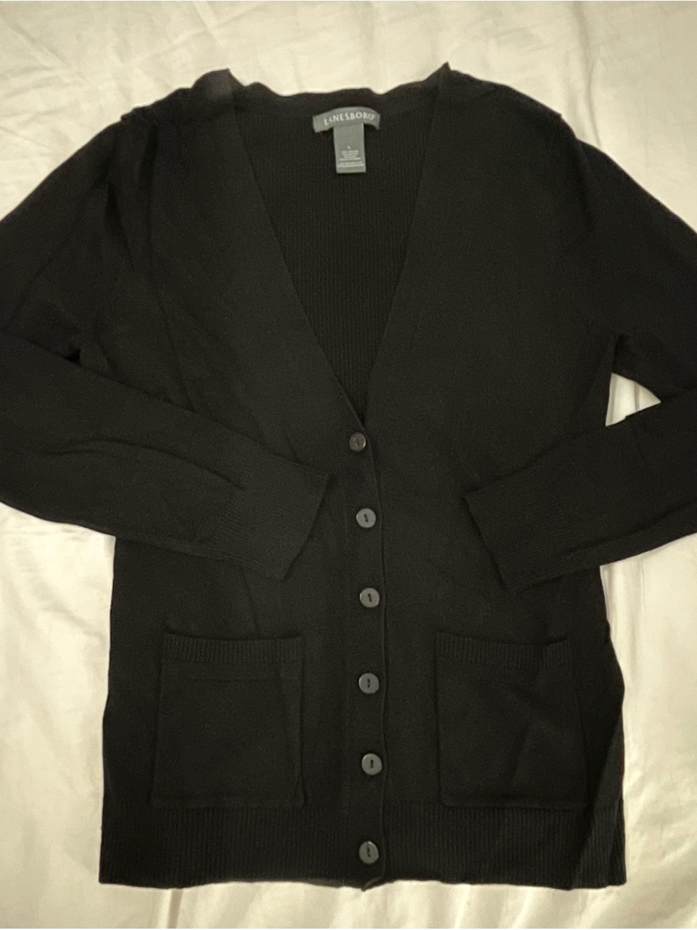 Black Long Sleeve Button Cardigan with Pockets